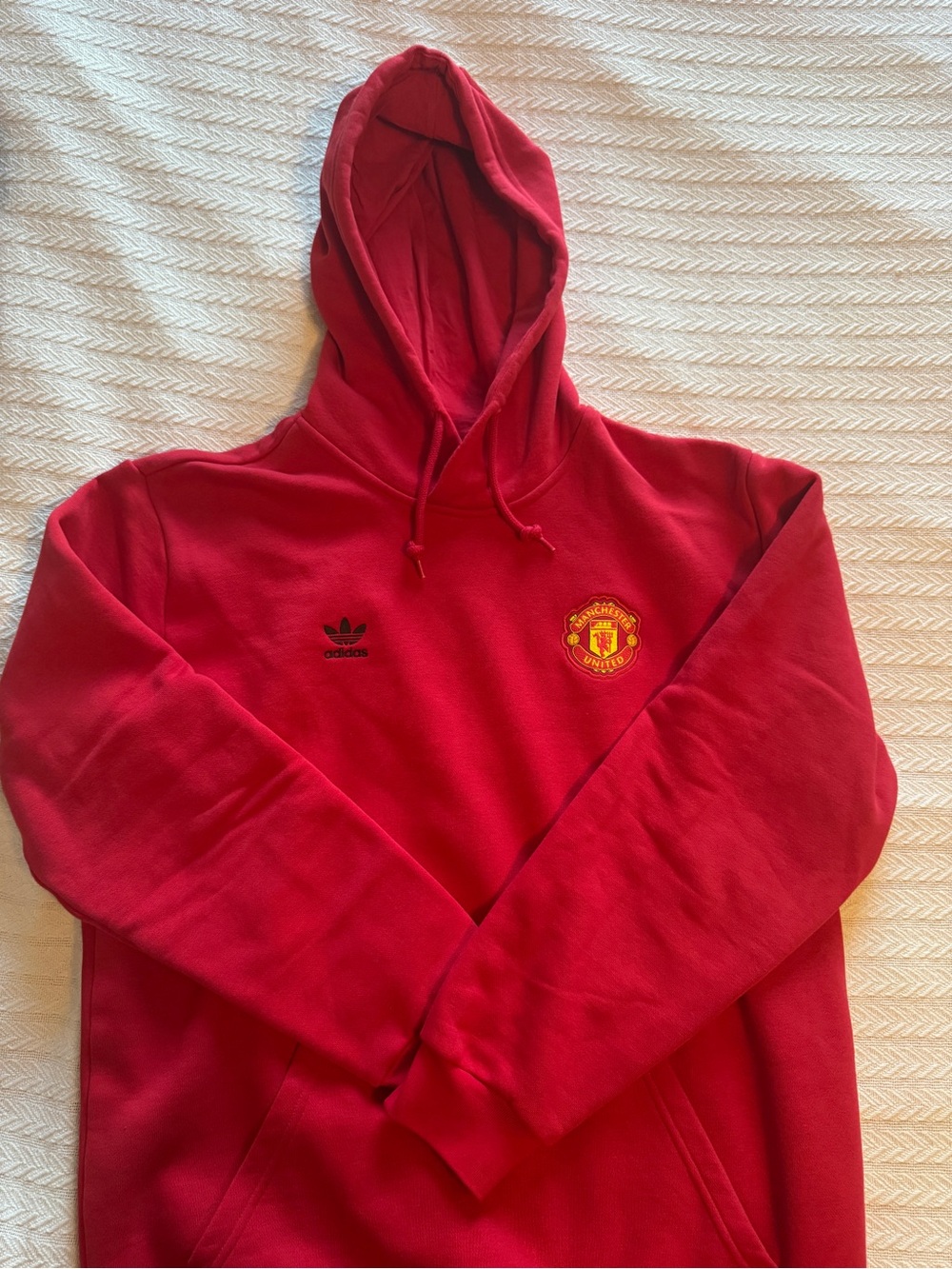 adidas Red Manchester United Hoodie with Crest